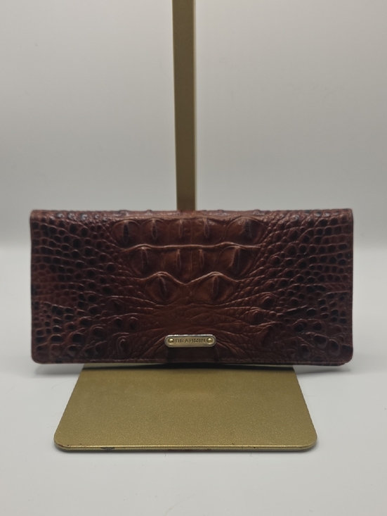 Brahmin Handbags - Brahmin Chocolate Brown Croc-Embossed Leather Continental Wallet